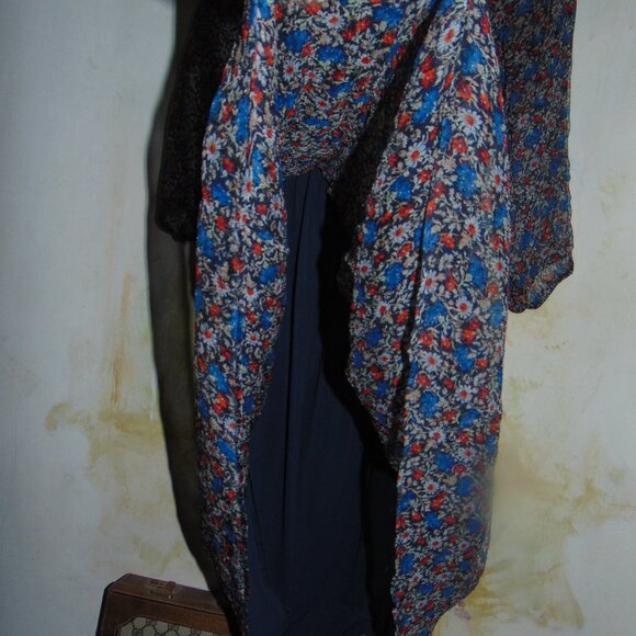 Massimo Dutti Round Floral Ruffle Neck Semi Sheer Layered Midi Dress Boho 5 - Picture 8 of 9